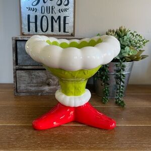 New Ceramic Grinch's Legs Pedestal Bowl
